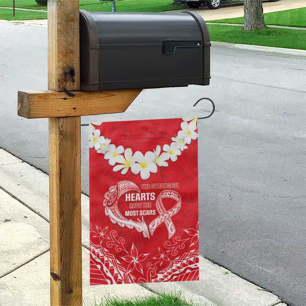 Heart Health Awareness Garden Flag Polynesian Red Ribbon