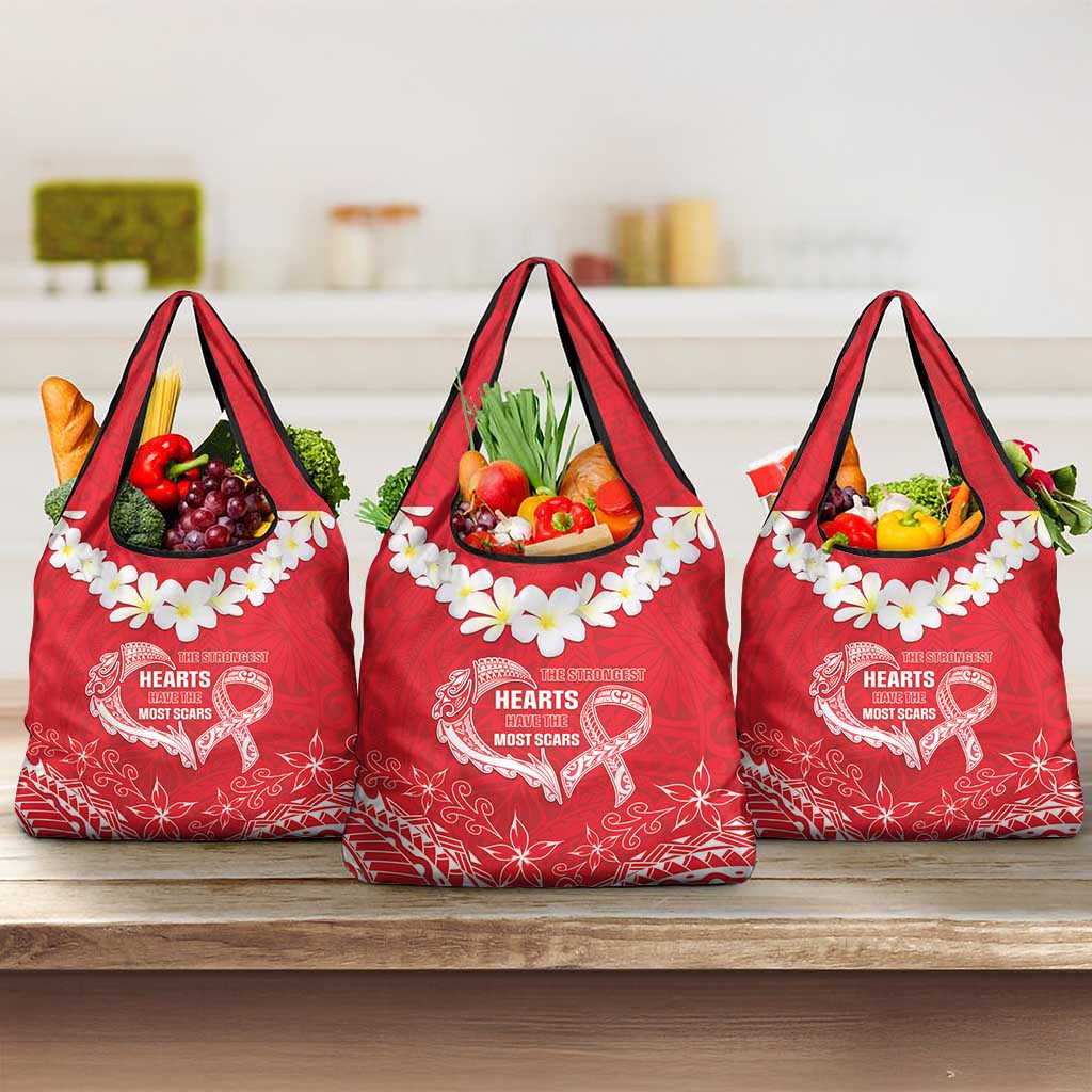 Heart Health Awareness Grocery Bag Polynesian Red Ribbon