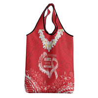 Heart Health Awareness Grocery Bag Polynesian Red Ribbon