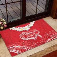 Heart Health Awareness Rubber Doormat Polynesian Red Ribbon