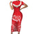 Heart Health Awareness Short Sleeve Bodycon Dress Polynesian Red Ribbon