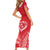 Heart Health Awareness Short Sleeve Bodycon Dress Polynesian Red Ribbon