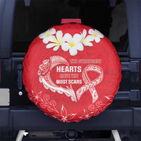 Heart Health Awareness Spare Tire Cover Polynesian Red Ribbon