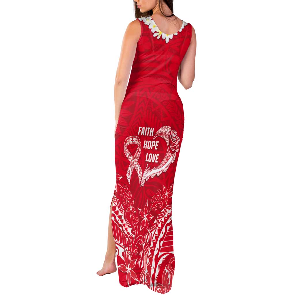 Heart Health Awareness Tank Maxi Dress Polynesian Red Ribbon