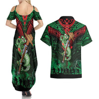 New Zealand ANZAC Day Couples Matching Summer Maxi Dress and Hawaiian Shirt Aotearoa Hei Tiki