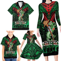 New Zealand ANZAC Day Family Matching Long Sleeve Bodycon Dress and Hawaiian Shirt Aotearoa Hei Tiki