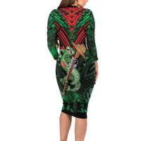 New Zealand ANZAC Day Family Matching Long Sleeve Bodycon Dress and Hawaiian Shirt Aotearoa Hei Tiki