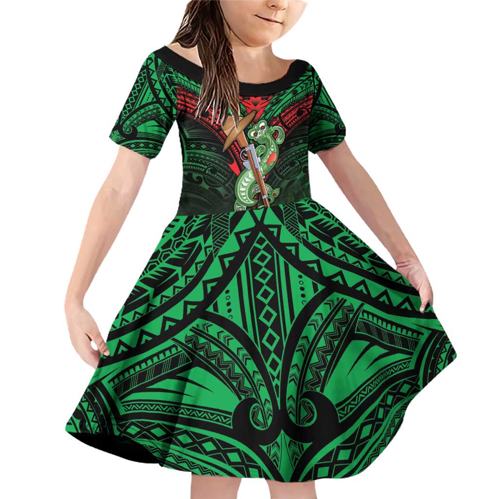 New Zealand ANZAC Day Family Matching Off Shoulder Short Dress and Hawaiian Shirt Aotearoa Hei Tiki