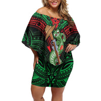 New Zealand ANZAC Day Family Matching Off Shoulder Short Dress and Hawaiian Shirt Aotearoa Hei Tiki