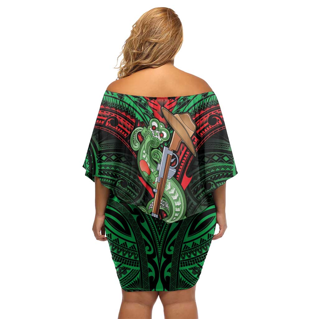 New Zealand ANZAC Day Family Matching Off Shoulder Short Dress and Hawaiian Shirt Aotearoa Hei Tiki