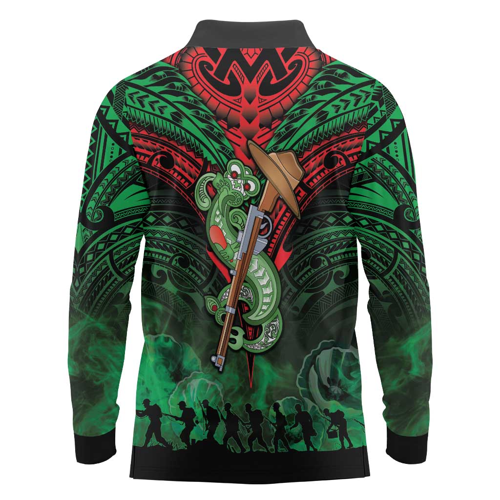 New Zealand ANZAC Day Long Sleeve Polo Shirt Aotearoa Hei Tiki