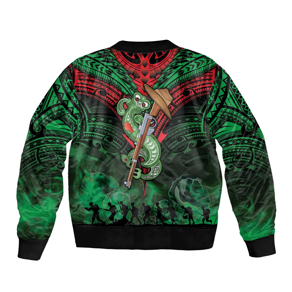 New Zealand ANZAC Day Sleeve Zip Bomber Jacket Aotearoa Hei Tiki