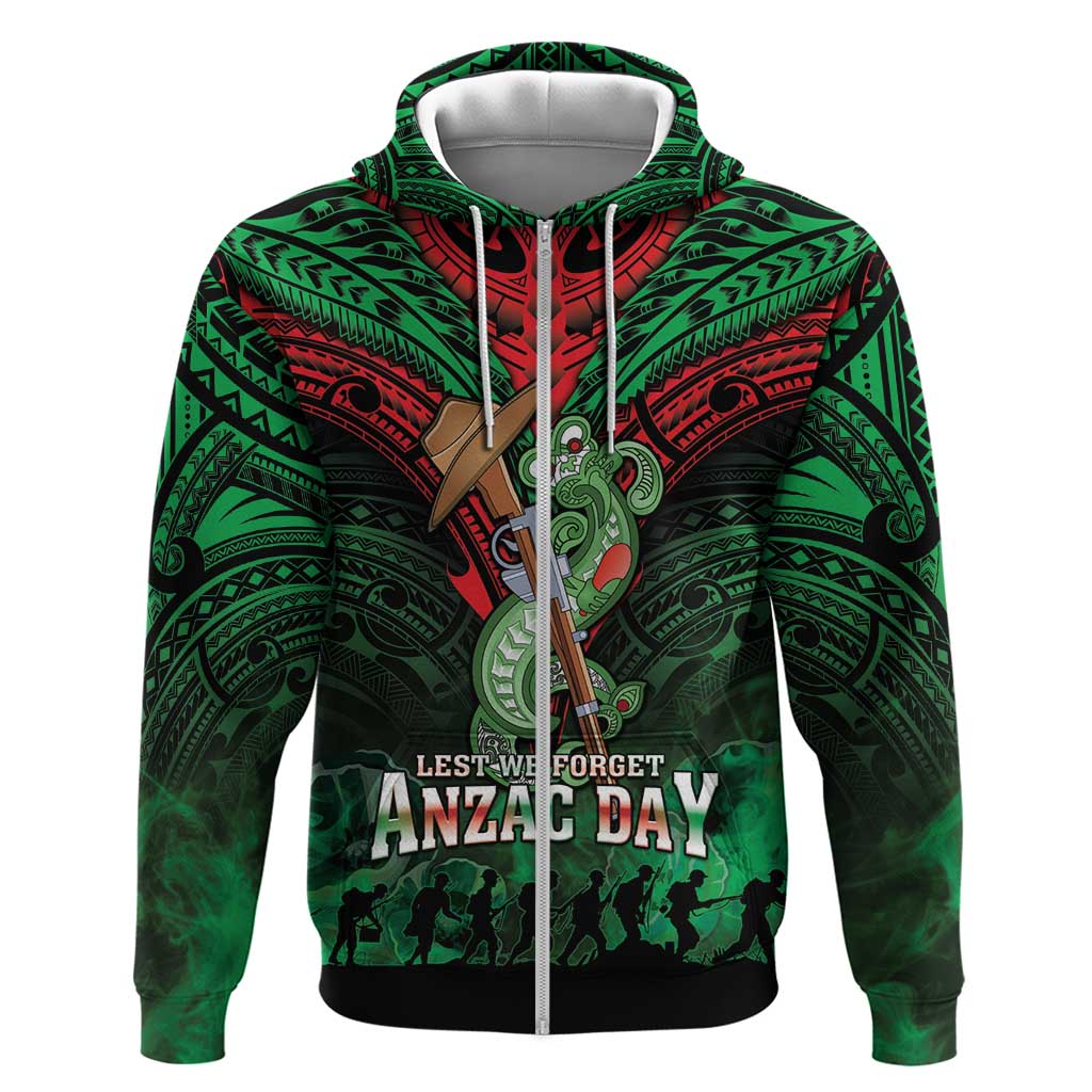 New Zealand ANZAC Day Zip Hoodie Aotearoa Hei Tiki