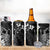 Hawaii King Kamehameha Day 4 in 1 Can Cooler Tumbler Polynesian Pattern Mix Hibiscus Black