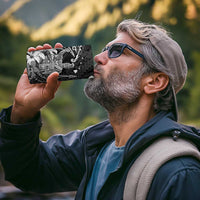 Hawaii King Kamehameha Day 4 in 1 Can Cooler Tumbler Polynesian Pattern Mix Hibiscus Black