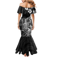 Hawaii King Kamehameha Day Family Matching Mermaid Dress and Hawaiian Shirt Polynesian Pattern Mix Hibiscus Black