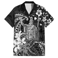 Hawaii King Kamehameha Day Family Matching Off Shoulder Maxi Dress and Hawaiian Shirt Polynesian Pattern Mix Hibiscus Black