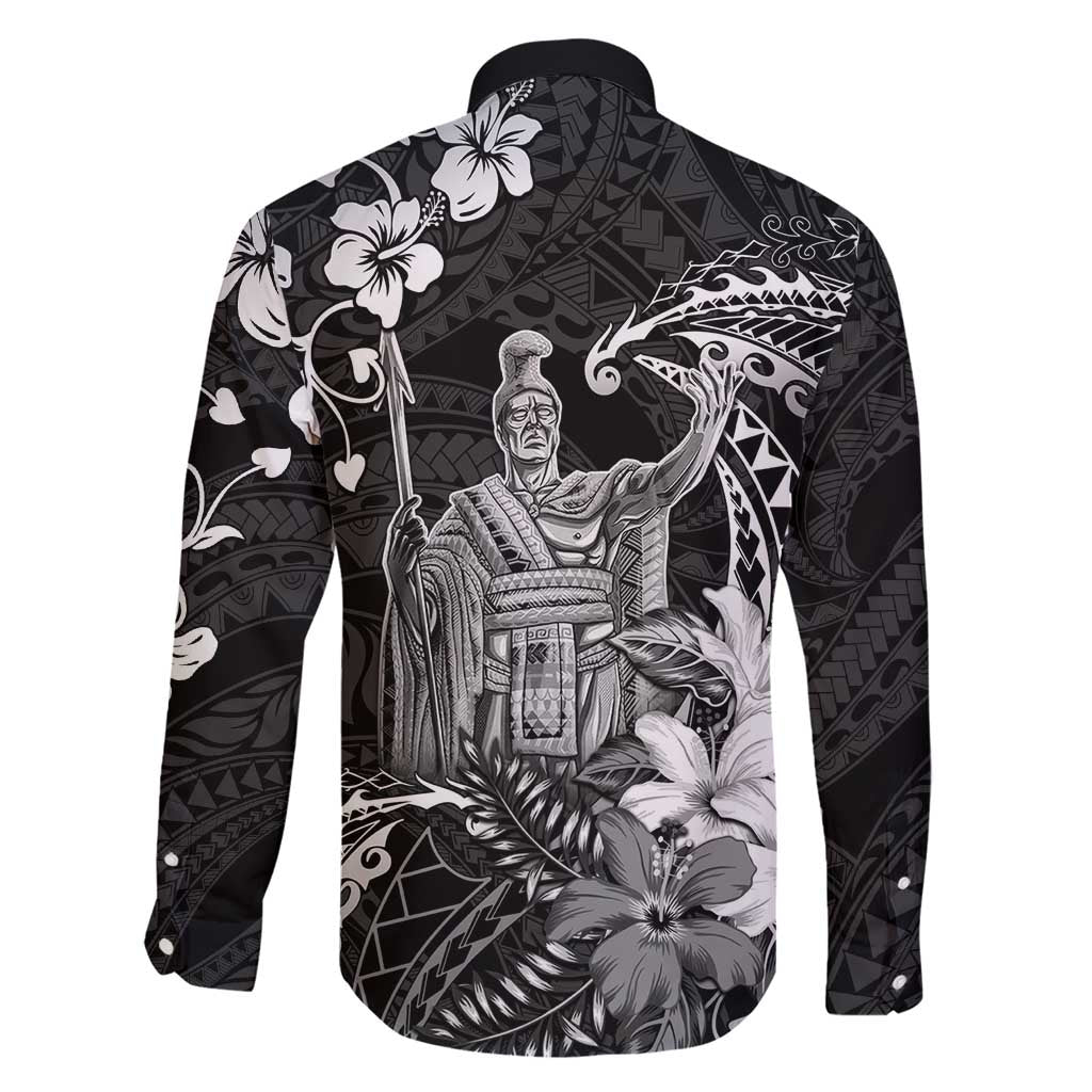 Hawaii King Kamehameha Day Family Matching Short Sleeve Bodycon Dress and Hawaiian Shirt Polynesian Pattern Mix Hibiscus Black