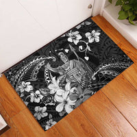 Hawaii King Kamehameha Day Rubber Doormat Polynesian Pattern Mix Hibiscus Black LT05 - Polynesian Pride