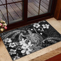 Hawaii King Kamehameha Day Rubber Doormat Polynesian Pattern Mix Hibiscus Black LT05 - Polynesian Pride