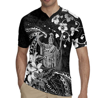 Hawaii King Kamehameha Day Rugby Jersey Polynesian Pattern Mix Hibiscus Black LT05 - Polynesian Pride