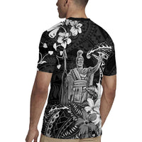 Hawaii King Kamehameha Day Rugby Jersey Polynesian Pattern Mix Hibiscus Black LT05 - Polynesian Pride
