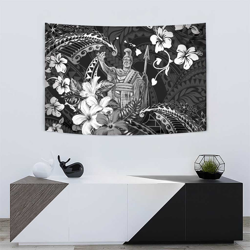 Hawaii King Kamehameha Day Tapestry Polynesian Pattern Mix Hibiscus Black LT05 - Polynesian Pride