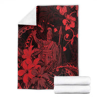 Hawaii King Kamehameha Day Blanket Polynesian Pattern Mix Hibiscus Red