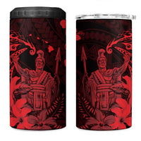 Hawaii King Kamehameha Day 4 in 1 Can Cooler Tumbler Polynesian Pattern Mix Hibiscus Red