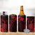 Hawaii King Kamehameha Day 4 in 1 Can Cooler Tumbler Polynesian Pattern Mix Hibiscus Red