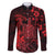 Hawaii King Kamehameha Day Family Matching Long Sleeve Bodycon Dress and Hawaiian Shirt Polynesian Pattern Mix Hibiscus Red