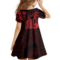 Hawaii King Kamehameha Day Family Matching Mermaid Dress and Hawaiian Shirt Polynesian Pattern Mix Hibiscus Red
