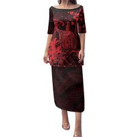 Hawaii King Kamehameha Day Family Matching Puletasi and Hawaiian Shirt Polynesian Pattern Mix Hibiscus Red LT05 Mom's Dress Red - Polynesian Pride