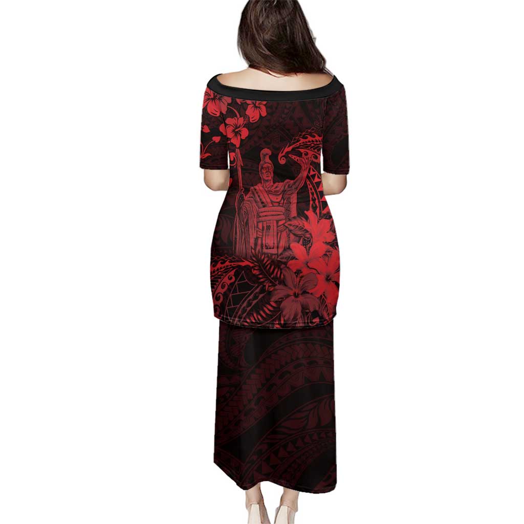 Hawaii King Kamehameha Day Family Matching Puletasi and Hawaiian Shirt Polynesian Pattern Mix Hibiscus Red LT05 - Polynesian Pride