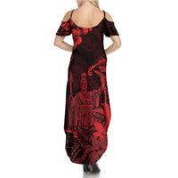 Hawaii King Kamehameha Day Family Matching Summer Maxi Dress and Hawaiian Shirt Polynesian Pattern Mix Hibiscus Red LT05 - Polynesian Pride