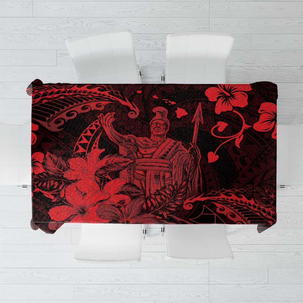 Hawaii King Kamehameha Day Tablecloth Polynesian Pattern Mix Hibiscus Red LT05 Red - Polynesian Pride
