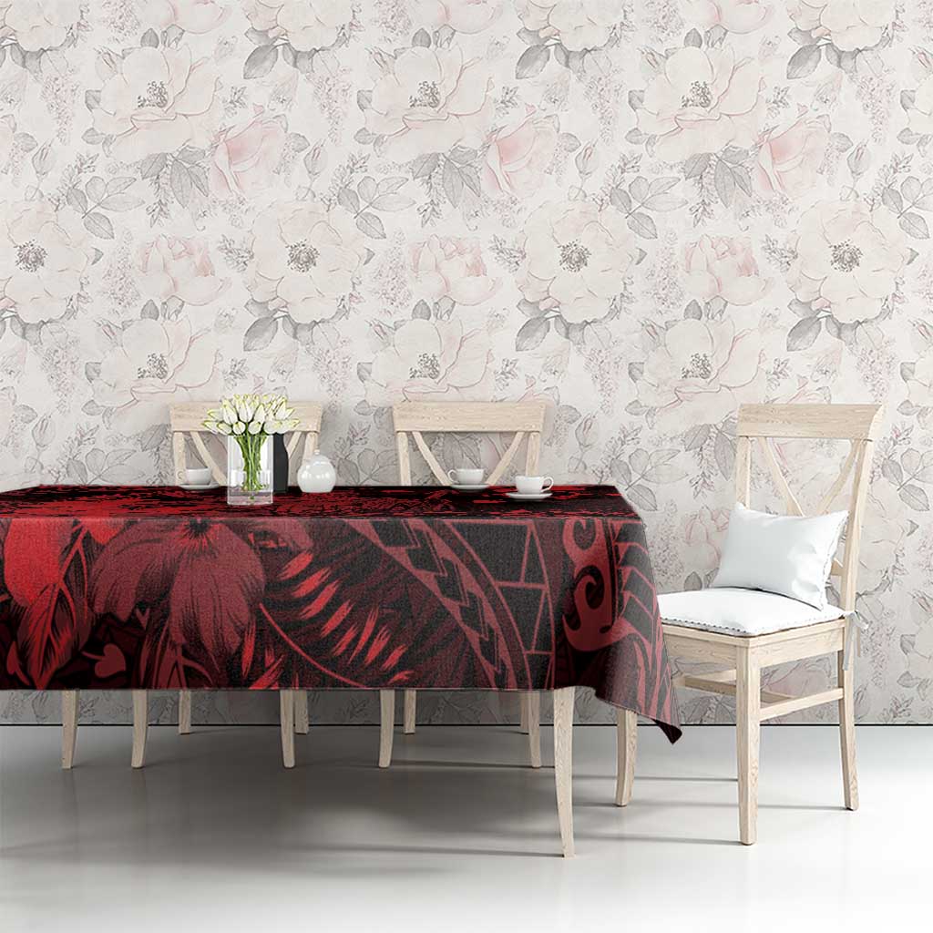 Hawaii King Kamehameha Day Tablecloth Polynesian Pattern Mix Hibiscus Red LT05 - Polynesian Pride