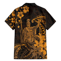 Hawaii King Kamehameha Day Family Matching Mermaid Dress and Hawaiian Shirt Polynesian Pattern Mix Hibiscus Gold LT05 - Polynesian Pride