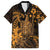 Hawaii King Kamehameha Day Family Matching Off Shoulder Short Dress and Hawaiian Shirt Polynesian Pattern Mix Hibiscus Gold