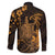 Hawaii King Kamehameha Day Family Matching Off Shoulder Short Dress and Hawaiian Shirt Polynesian Pattern Mix Hibiscus Gold