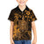 Hawaii King Kamehameha Day Family Matching Off Shoulder Short Dress and Hawaiian Shirt Polynesian Pattern Mix Hibiscus Gold