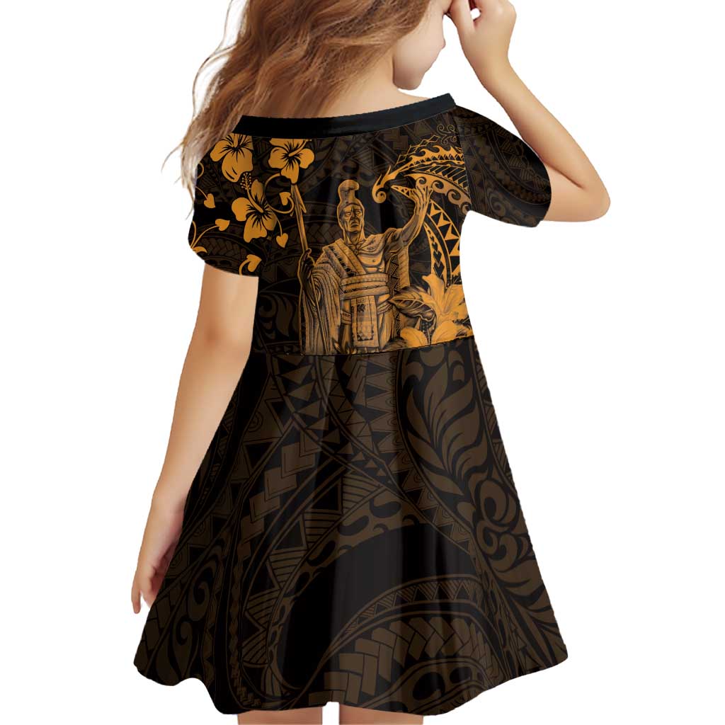 Hawaii King Kamehameha Day Family Matching Puletasi and Hawaiian Shirt Polynesian Pattern Mix Hibiscus Gold LT05 - Polynesian Pride
