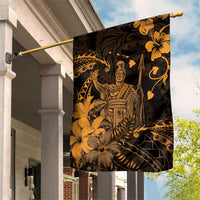 Hawaii King Kamehameha Day Garden Flag Polynesian Pattern Mix Hibiscus Gold