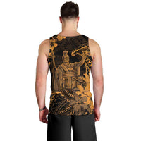 Hawaii King Kamehameha Day Men Tank Top Polynesian Pattern Mix Hibiscus Gold