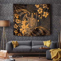 Hawaii King Kamehameha Day Tapestry Polynesian Pattern Mix Hibiscus Gold LT05 Gold - Polynesian Pride