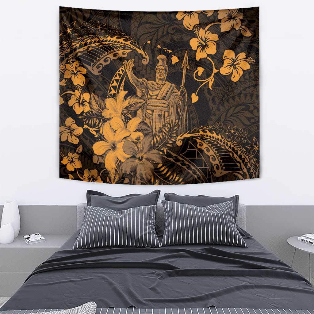 Hawaii King Kamehameha Day Tapestry Polynesian Pattern Mix Hibiscus Gold LT05 - Polynesian Pride