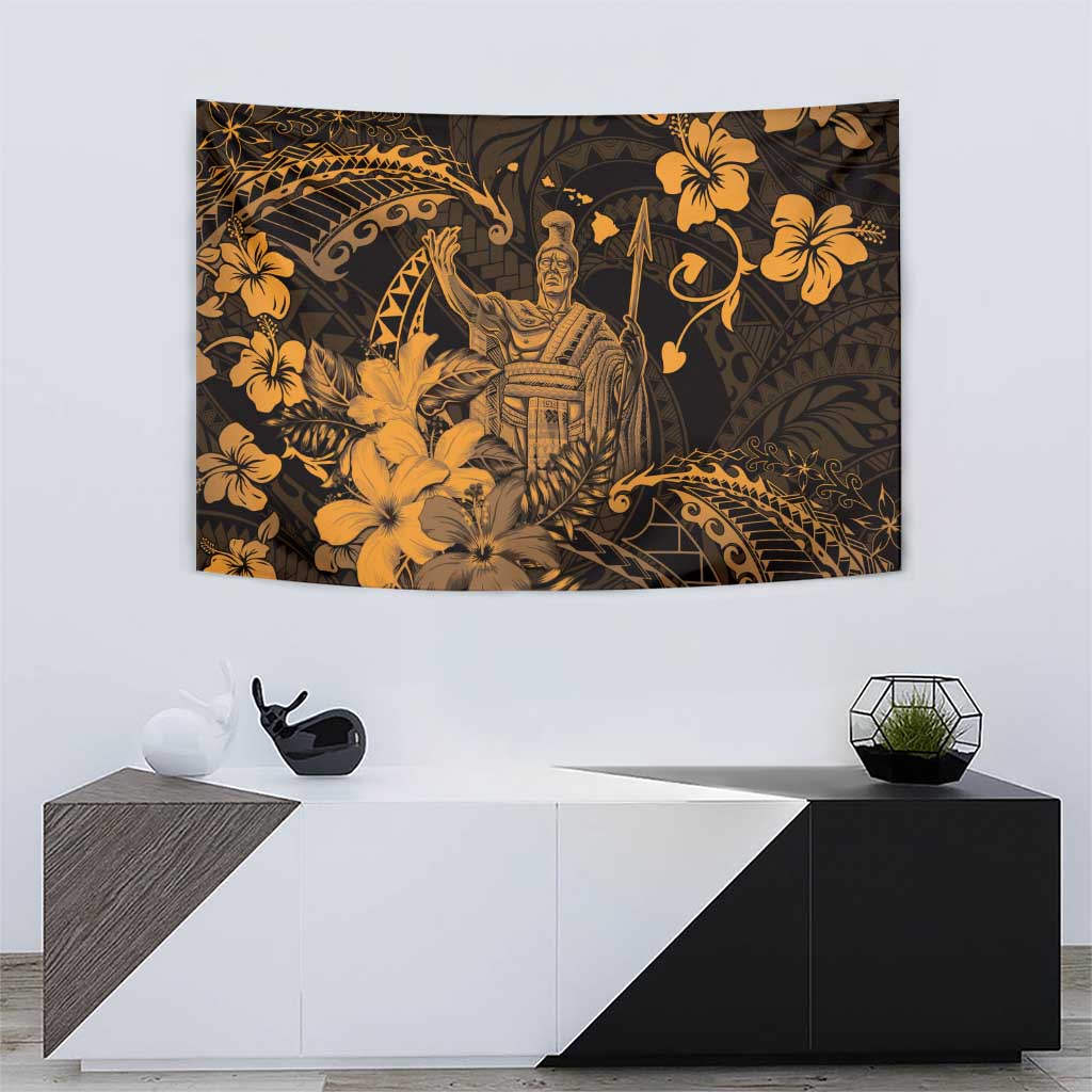 Hawaii King Kamehameha Day Tapestry Polynesian Pattern Mix Hibiscus Gold LT05 - Polynesian Pride