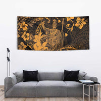 Hawaii King Kamehameha Day Tapestry Polynesian Pattern Mix Hibiscus Gold LT05 - Polynesian Pride
