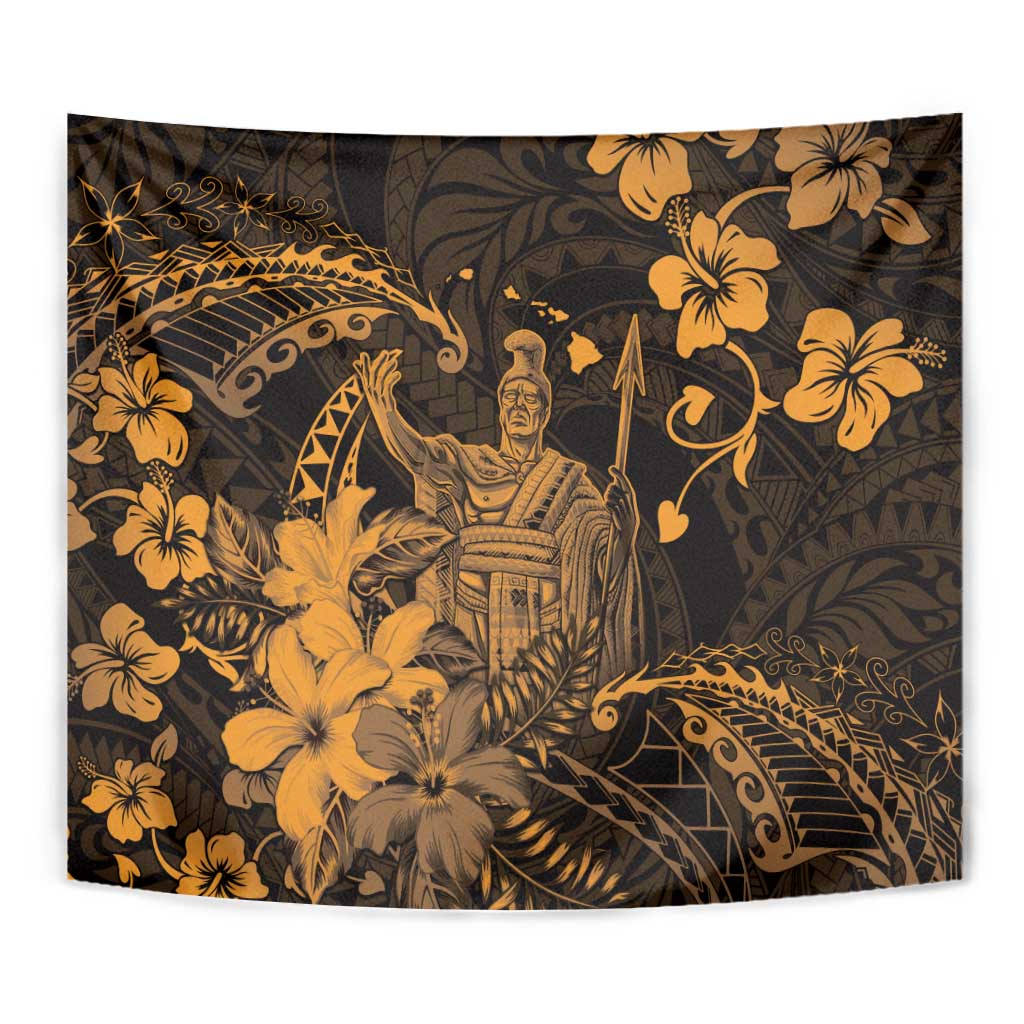 Hawaii King Kamehameha Day Tapestry Polynesian Pattern Mix Hibiscus Gold LT05 - Polynesian Pride