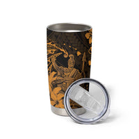 Hawaii King Kamehameha Day Tumbler Cup Polynesian Pattern Mix Hibiscus Gold